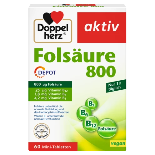 Abbildung der Produktverpackung Doppelherz aktiv Folsäure 800 Depot Frontansicht